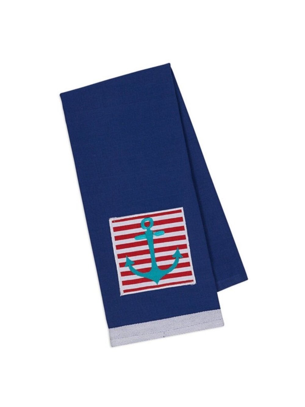 Kitchen Towel Design Imports Teal Anchor Boating Stripe 100% Cotton 18 x 28"